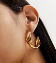 New Look Gold Crossover Hoop Earrings